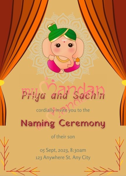 Ganesha Naming Ceremony Invite