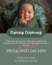 Naming Ceremony Invite card