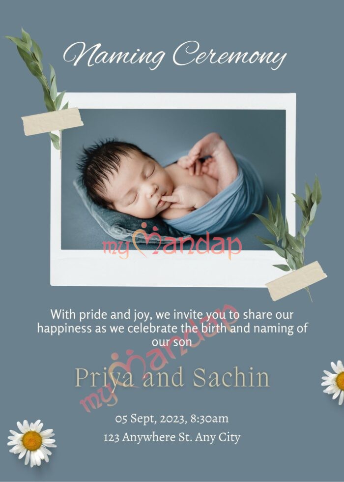 Small baby Naming Ceremony Invitation Card