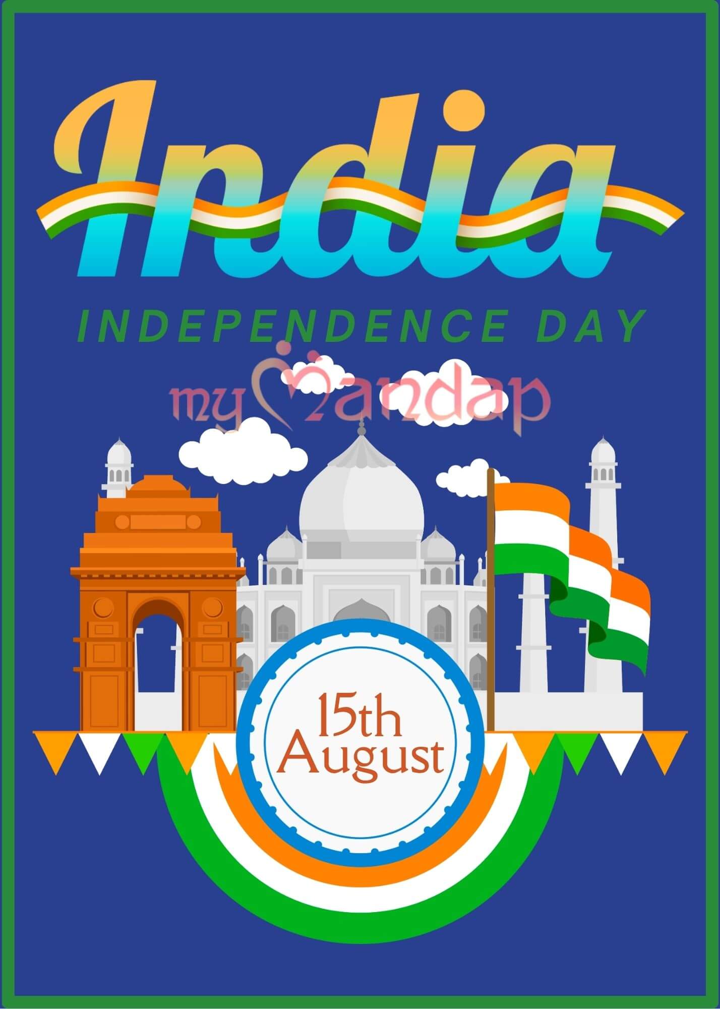 Happy Independence Day India Wishes Card - myMandap Cards